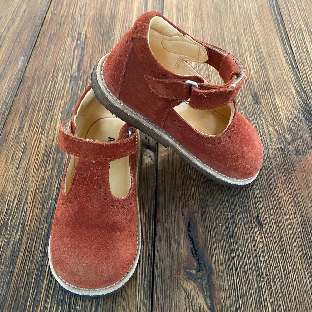 Angulus Rust Suede Mary Jane T-Strap Toddler Shoes